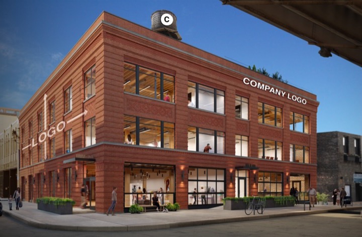 1035 W. Lake Street — three-storey brick building with ground-floor retail
